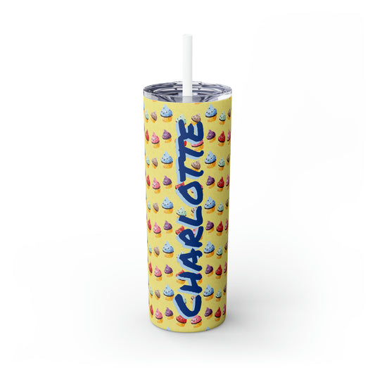 Cupcakes Personalized Skinny Steel Tumbler with Straw, 20oz