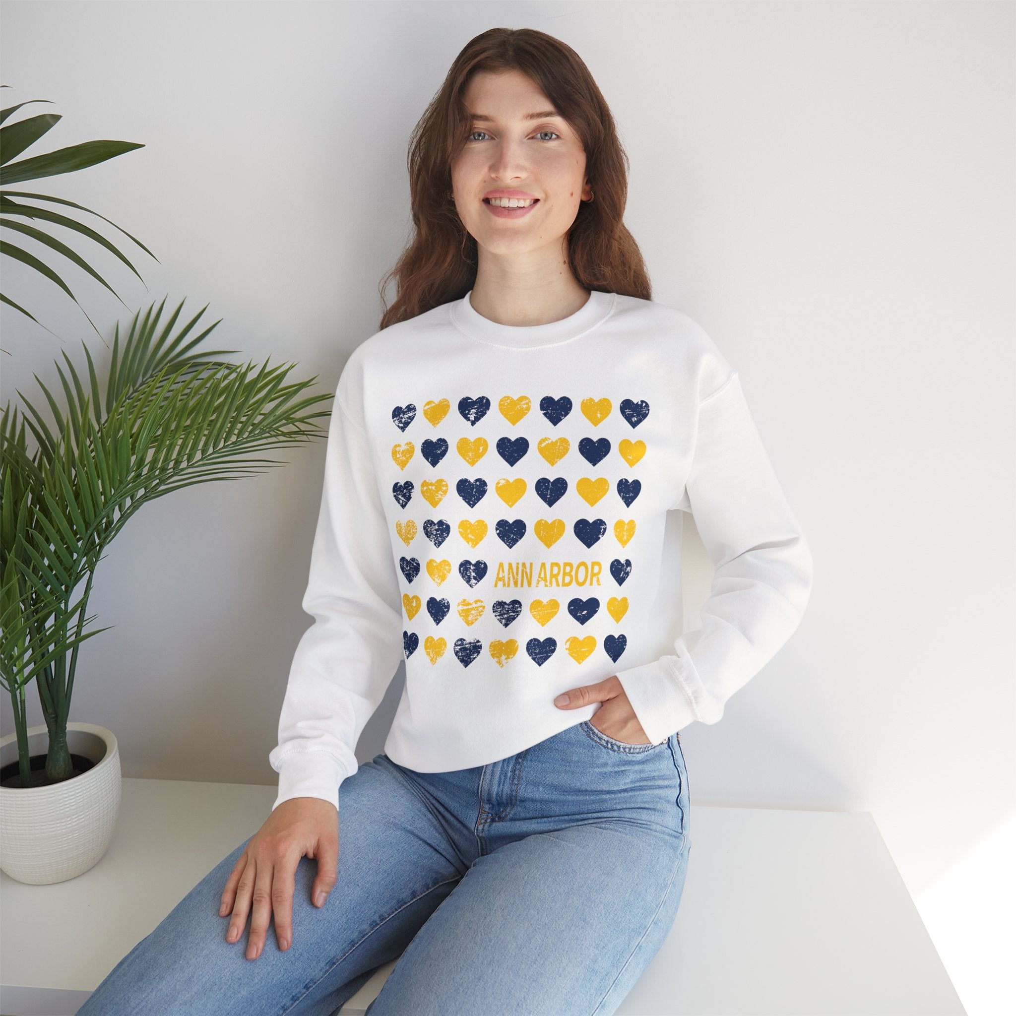 Wolverines Hearts Crewneck Sweatshirt - Unisex