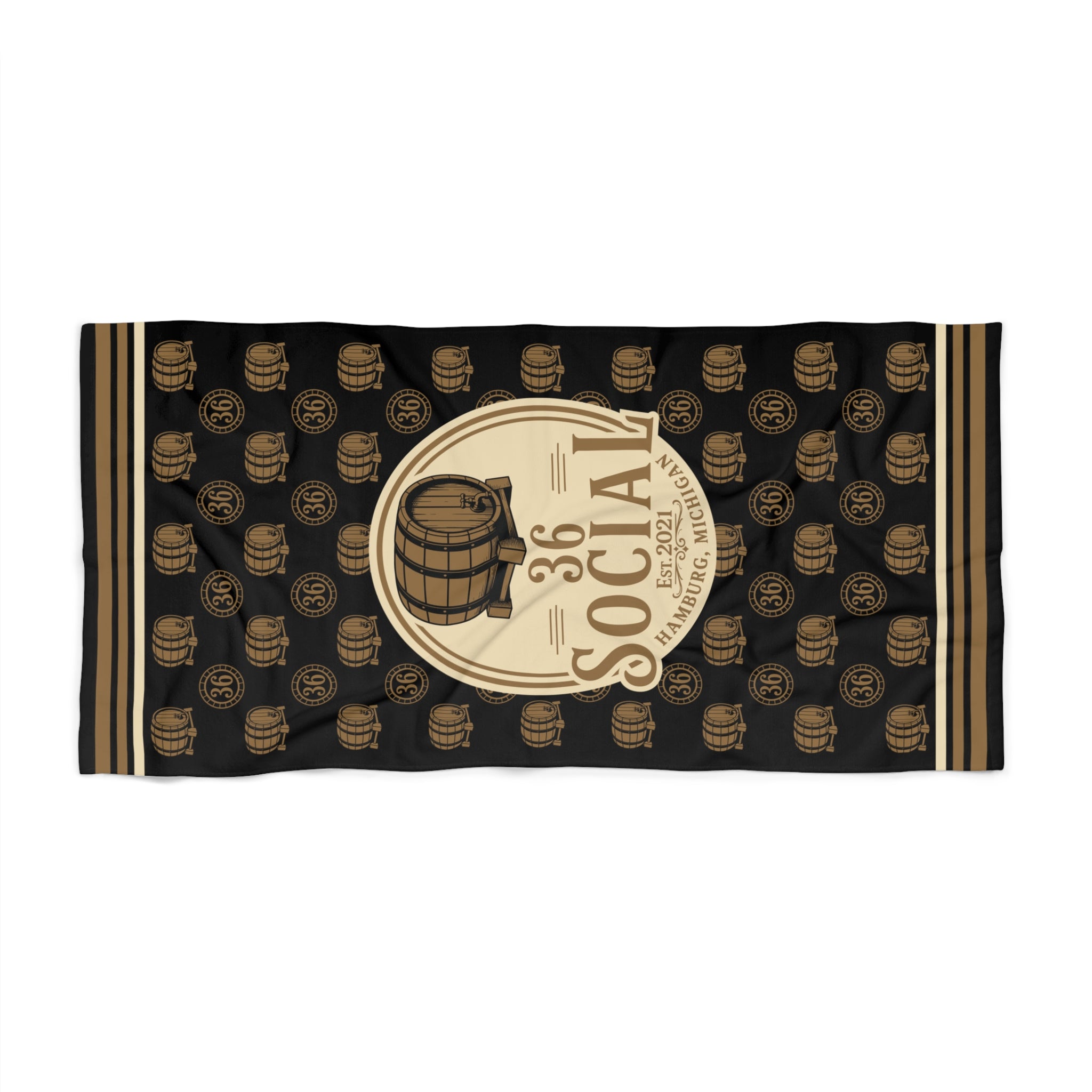 Beach Towel — 36 Social Barrel Logo Retro Beach Towel