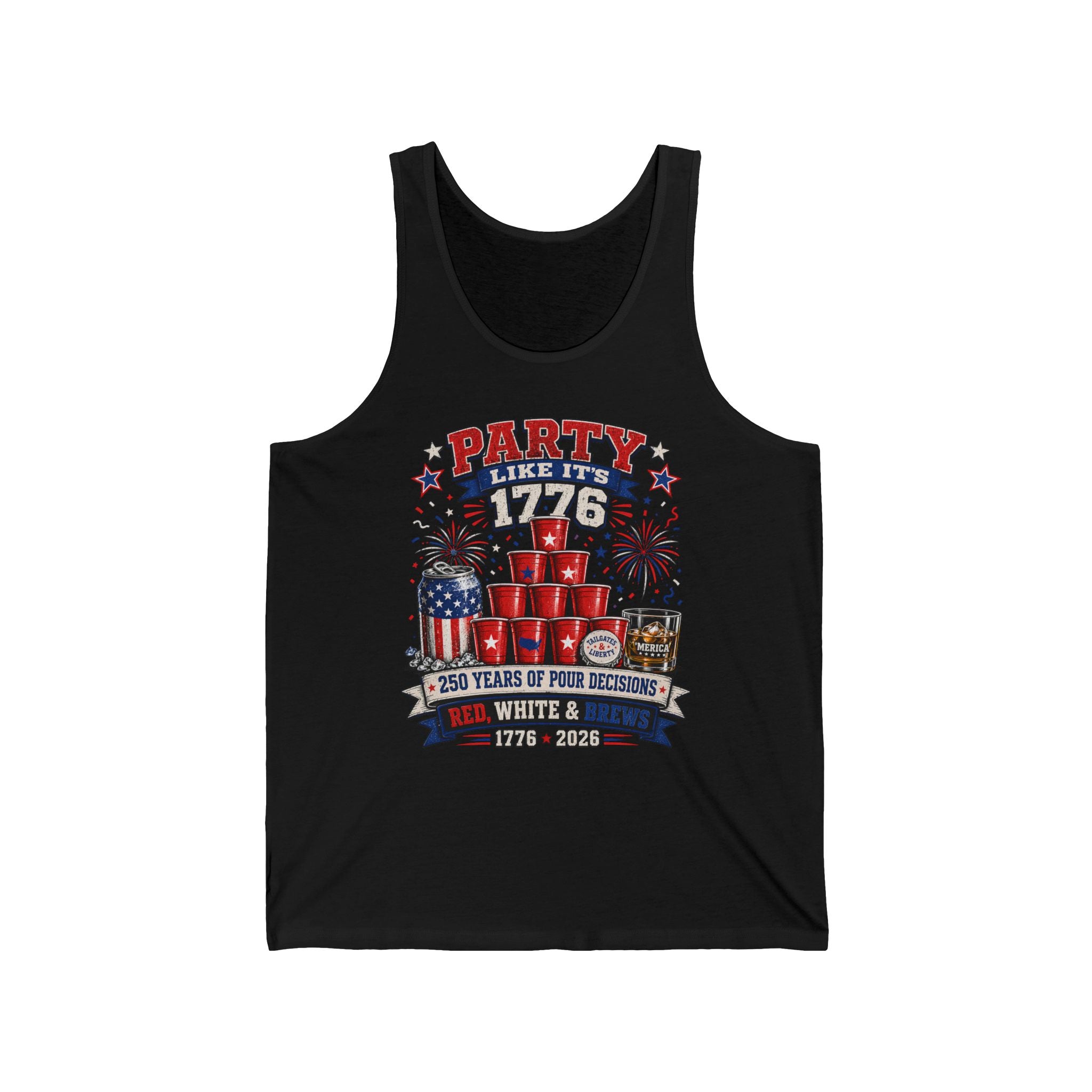 Funny Red Cup Party 1776 2026 Patriotic Americana Basic T-Shirt - Unisex