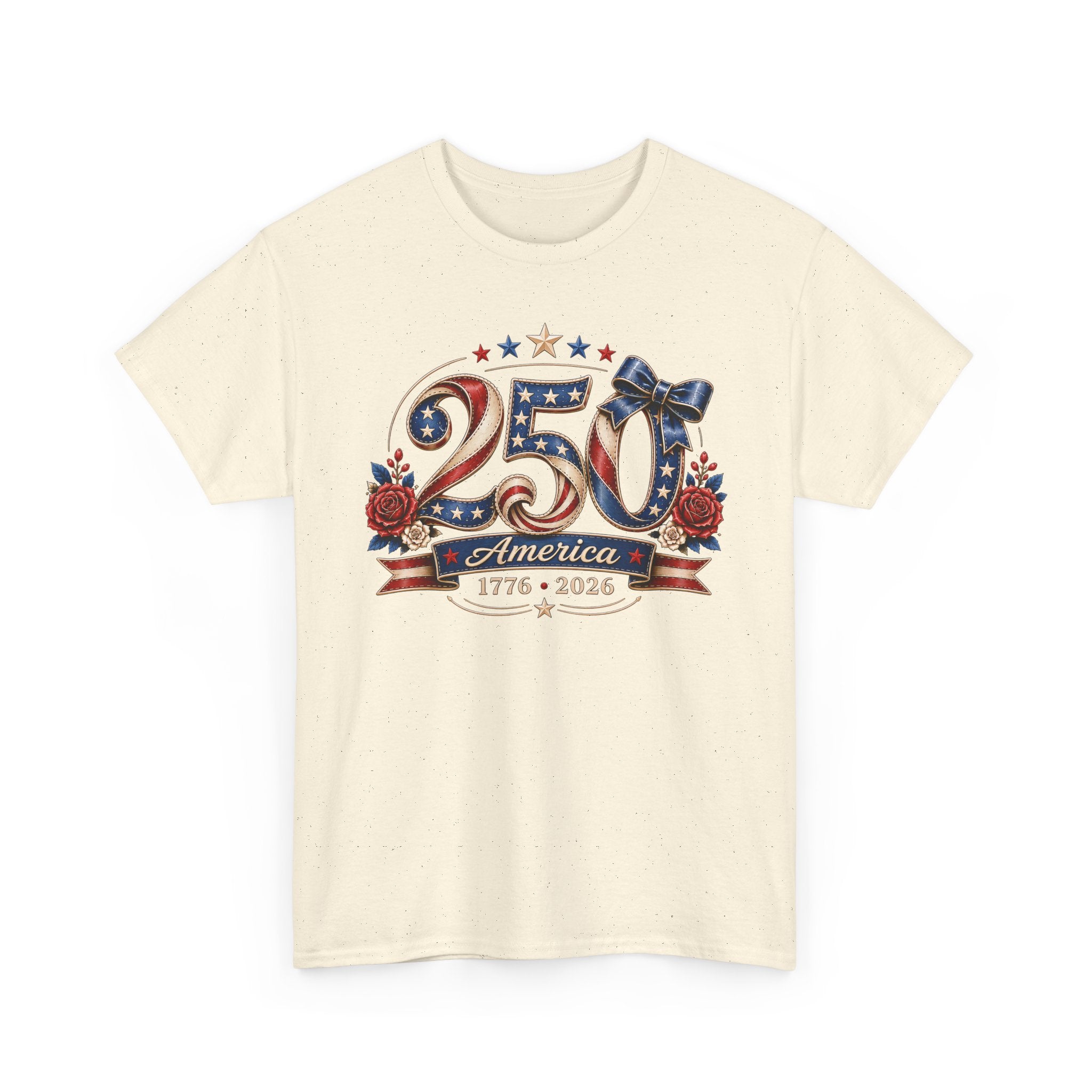 Feminine Bow 250 America 1776 2026 Floral Patriotic Basic T-Shirt - Unisex