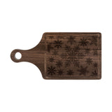 Snowflakes Engraved Wooden Cutting Board Paddle w Handle
