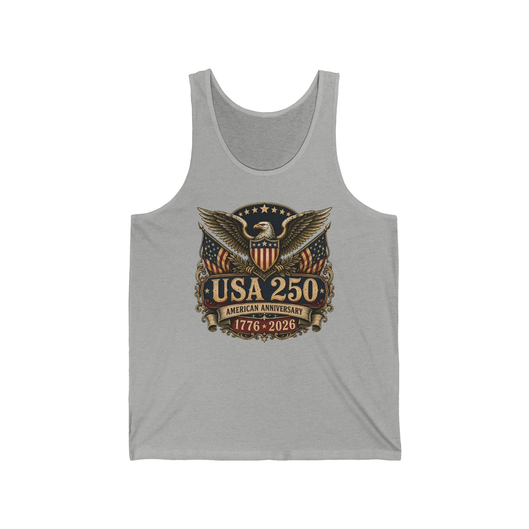 Ornate Eagle Shield USA 250 Anniversary Vintage Americana Basic T-Shirt - Unisex