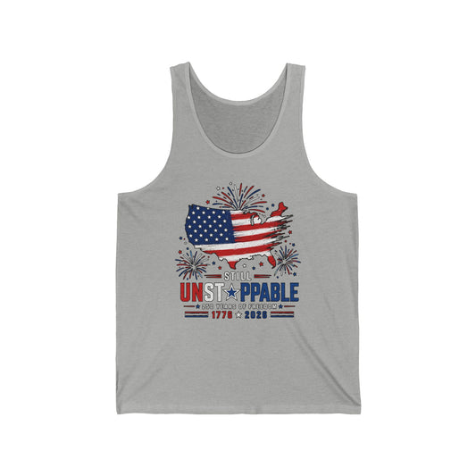 Brush Flag Still Unstoppable 250 Years Freedom Patriotic Basic Tank Top - Unisex - Unisex