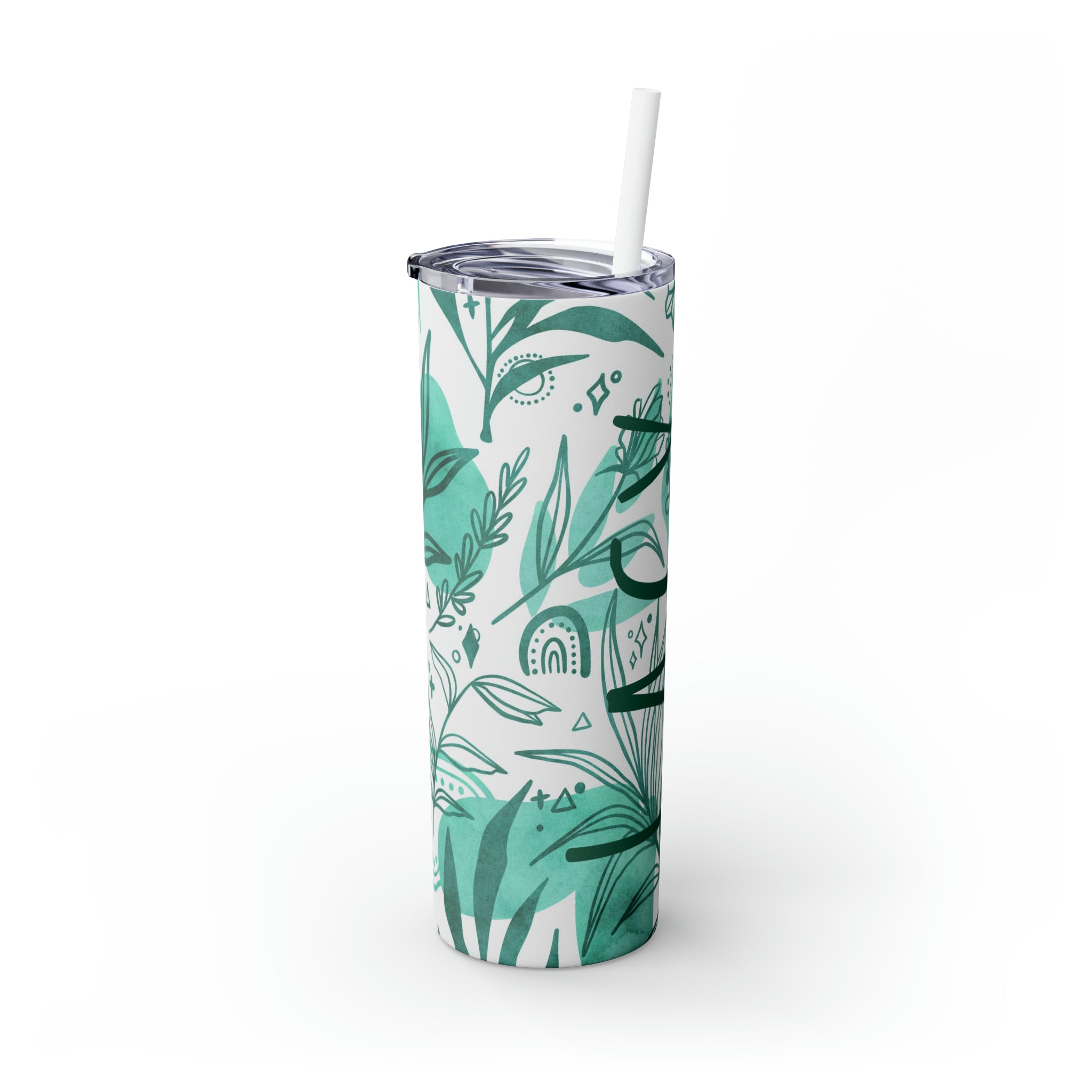 Tropical Personalized Skinny Steel Tumbler with Straw, 20oz