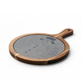 Snowman Happy Holidays Engraved Round Charcuterie Board with Handle