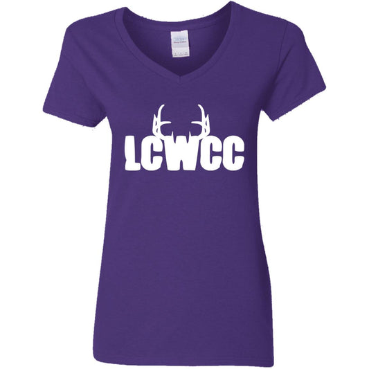 LCWCC Rack Logo - White G500VL Ladies' 5.3 oz. V-Neck T-Shirt
