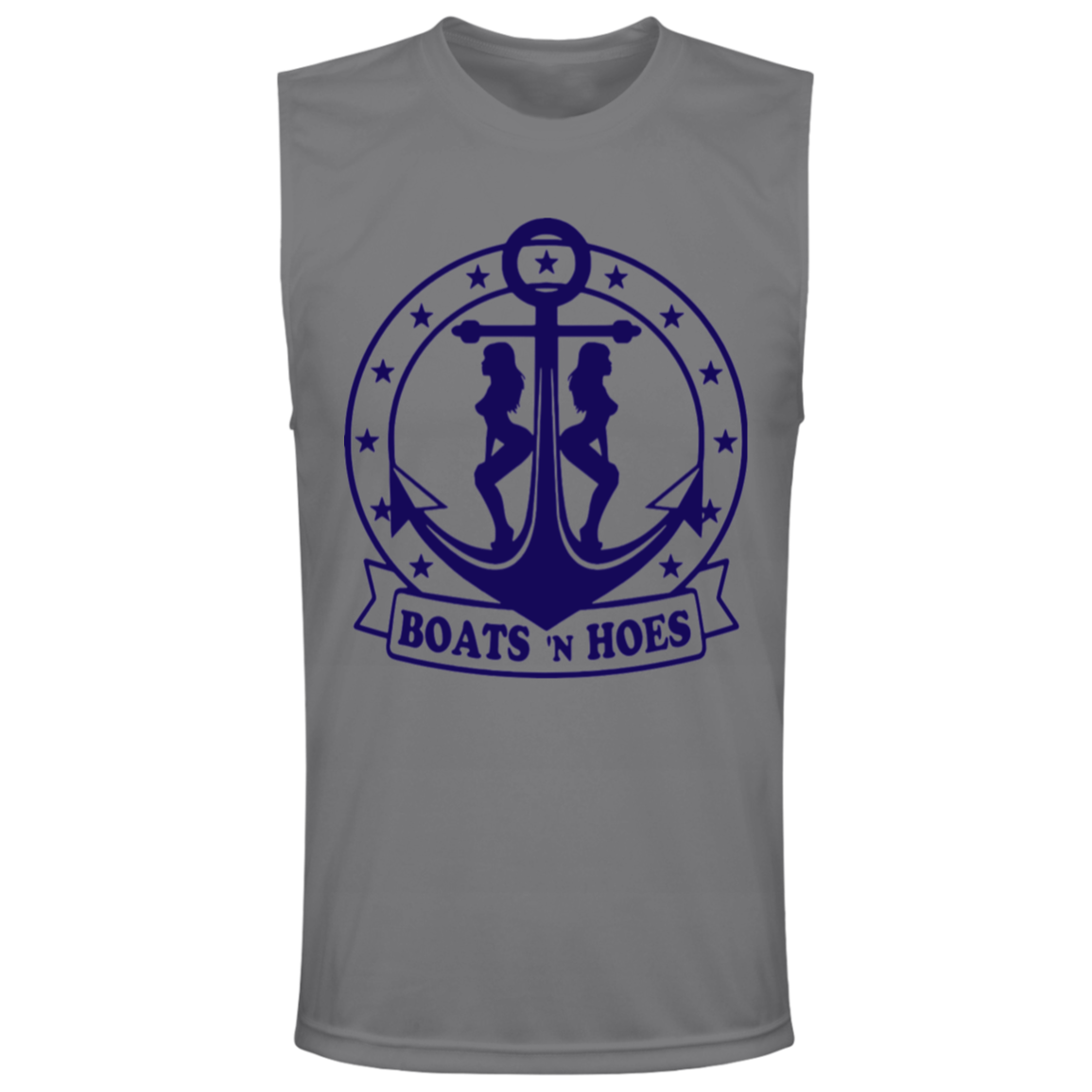 ***2 SIDED***  HRCL FL - Navy Boats N Hoes - - 2 Sided - UV 40+ Protection TT11M Team 365 Mens Zone Muscle Tee