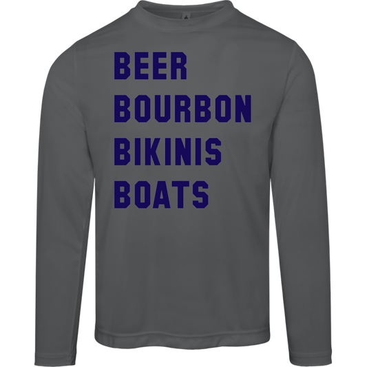 ***2 SIDED***  HRCL FL - Navy Beer Bourbon Bikinis Boats - 2 Sided - UV 40+ Protection TT11L Team 365 Mens Zone Long Sleeve Tee