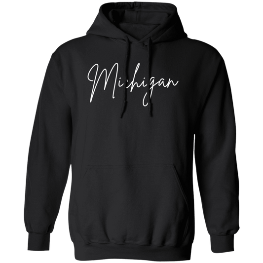 Michigan Skinny 1 White G185 Gildan Pullover Hoodie