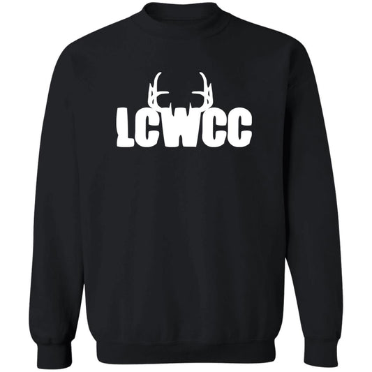 LCWCC Rack Logo - White G180 Crewneck Pullover Sweatshirt