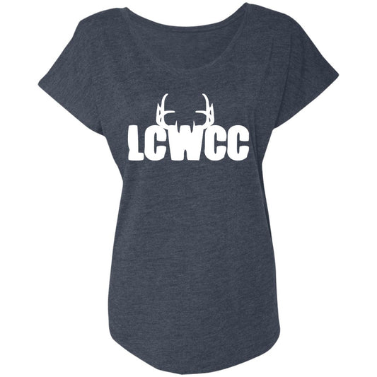 LCWCC Rack Logo - White NL6760 Ladies' Triblend Dolman Sleeve