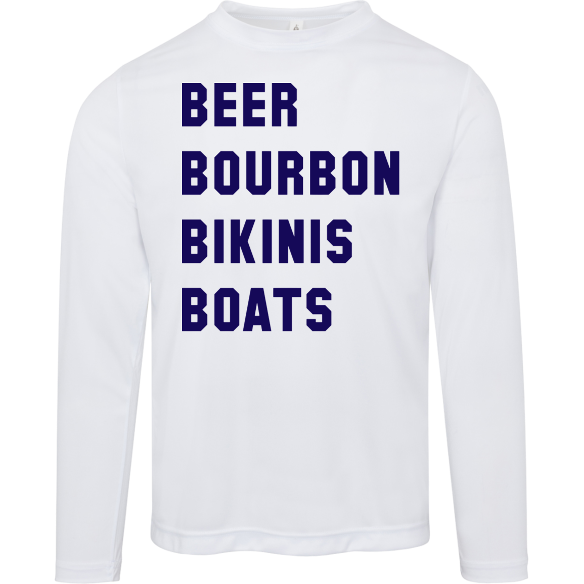 ***2 SIDED***  HRCL FL - Navy Beer Bourbon Bikinis Boats - 2 Sided - UV 40+ Protection TT11L Team 365 Mens Zone Long Sleeve Tee