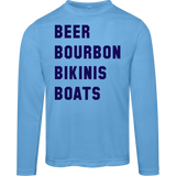 ***2 SIDED***  HRCL FL - Navy Beer Bourbon Bikinis Boats - 2 Sided - UV 40+ Protection TT11L Team 365 Mens Zone Long Sleeve Tee