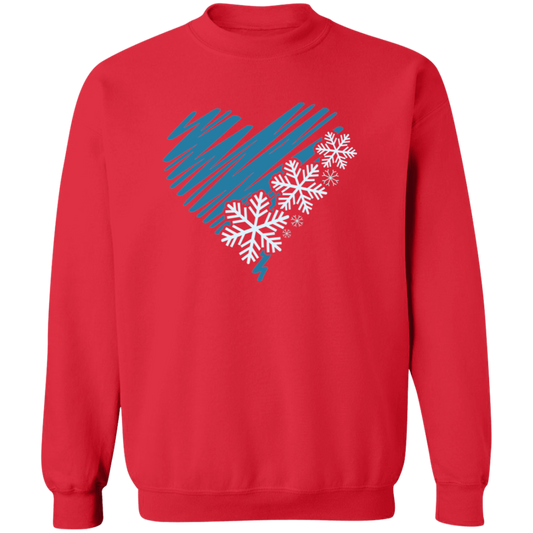 Heart & Snowflakes 2 G180 Crewneck Pullover Sweatshirt