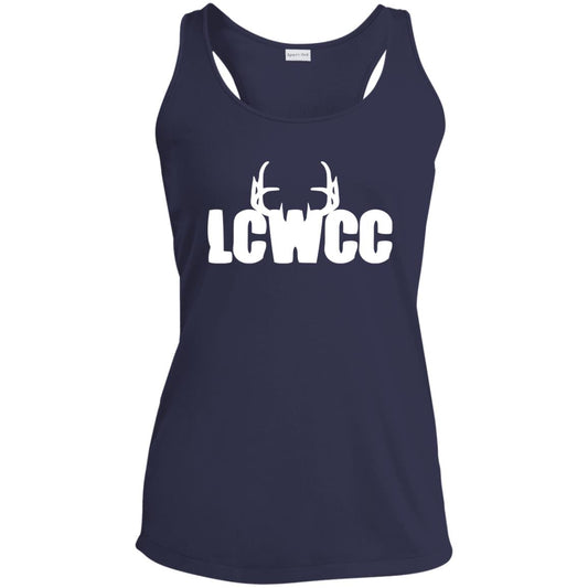 LCWCC Rack Logo - White LST356 Ladies' Performance Racerback Tank