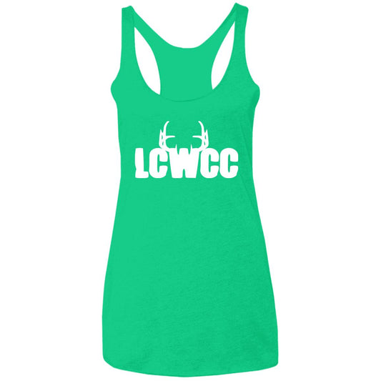 LCWCC Rack Logo - White NL6733 Ladies' Triblend Racerback Tank