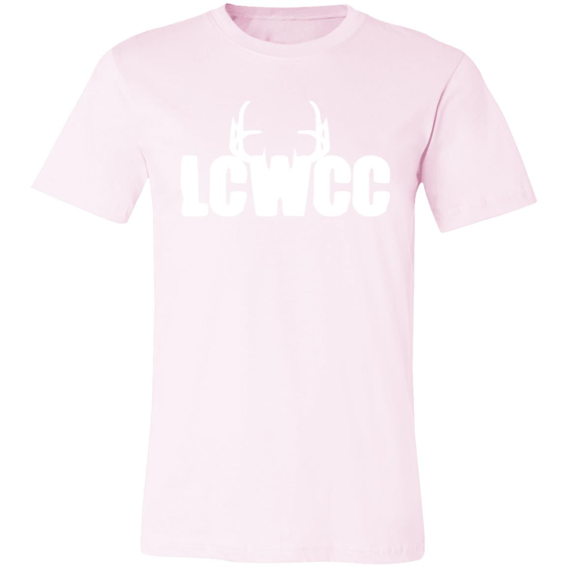 LCWCC Rack Logo - White 3001C Unisex Jersey Short-Sleeve T-Shirt