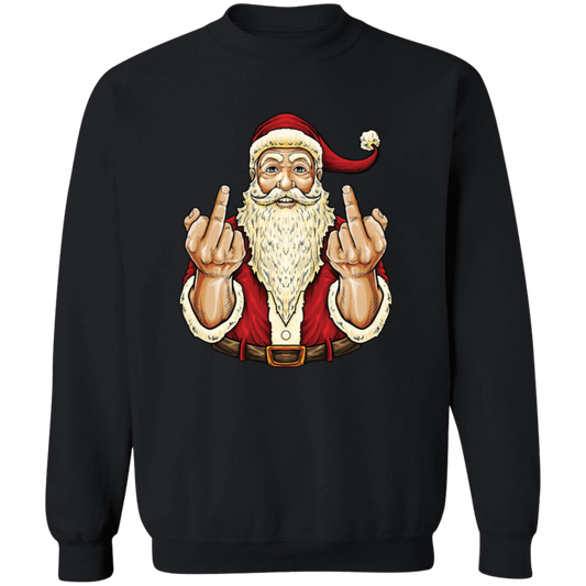 Santa Middle Finger G180 Crewneck Pullover Sweatshirt
