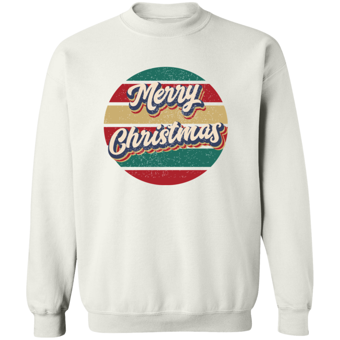 Merry Christmas Retro Circle G180 Crewneck Pullover Sweatshirt