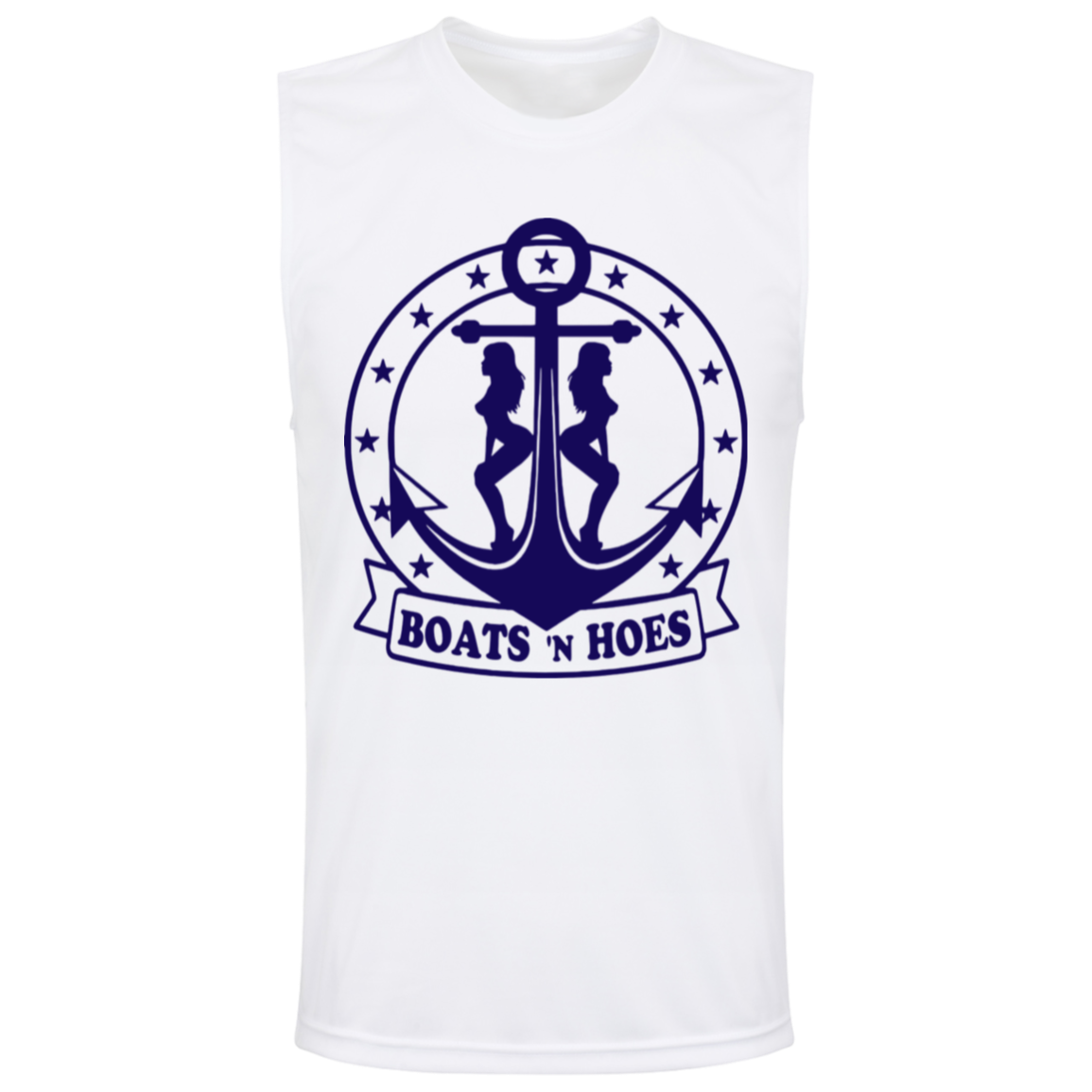 ***2 SIDED***  HRCL FL - Navy Boats N Hoes - - 2 Sided - UV 40+ Protection TT11M Team 365 Mens Zone Muscle Tee