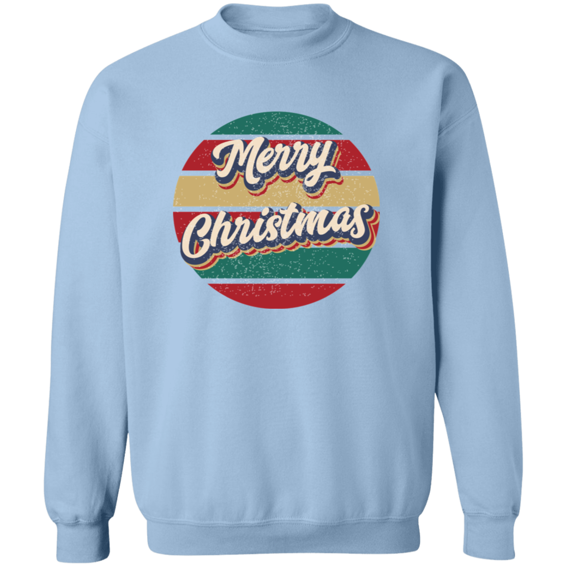 Merry Christmas Retro Circle G180 Crewneck Pullover Sweatshirt