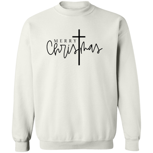 Merry Christmas Cross G180 Crewneck Pullover Sweatshirt