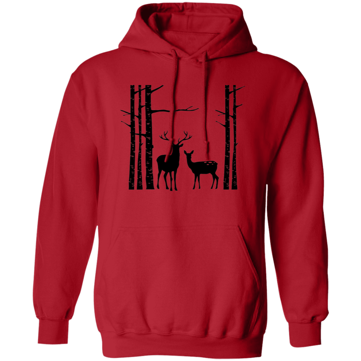 Birch Trees And Deers G185 Pullover Hoodie