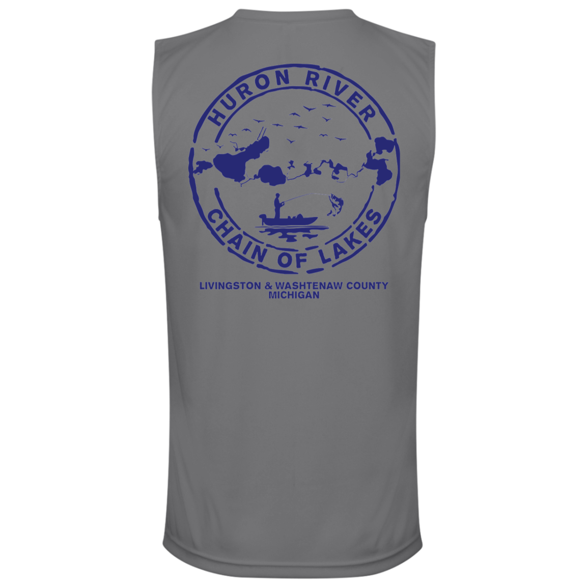 ***2 SIDED***  HRCL FL - Navy Boats N Hoes - - 2 Sided - UV 40+ Protection TT11M Team 365 Mens Zone Muscle Tee