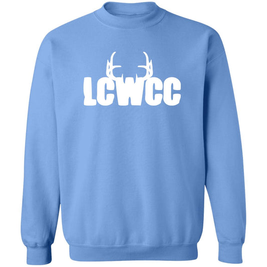LCWCC Rack Logo - White G180 Crewneck Pullover Sweatshirt