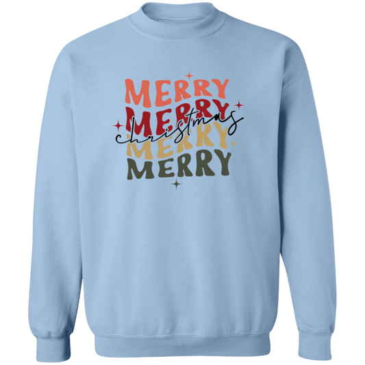 Merry Christmas Retro Wave G180 Crewneck Pullover Sweatshirt