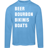 ***2 SIDED***  HRCL FL - Beer Bourbon Bikinis Boats - 2 Sided - UV 40+ Protection TT11L Team 365 Mens Zone Long Sleeve Tee