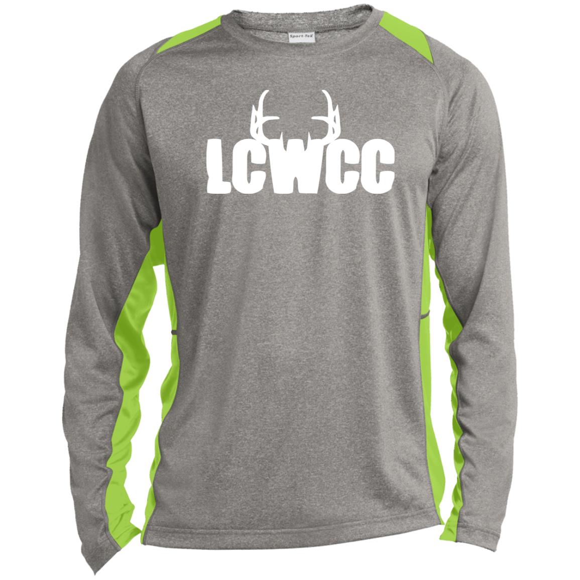 LCWCC Rack Logo - White ST361LS Long Sleeve Heather Colorblock Performance Tee