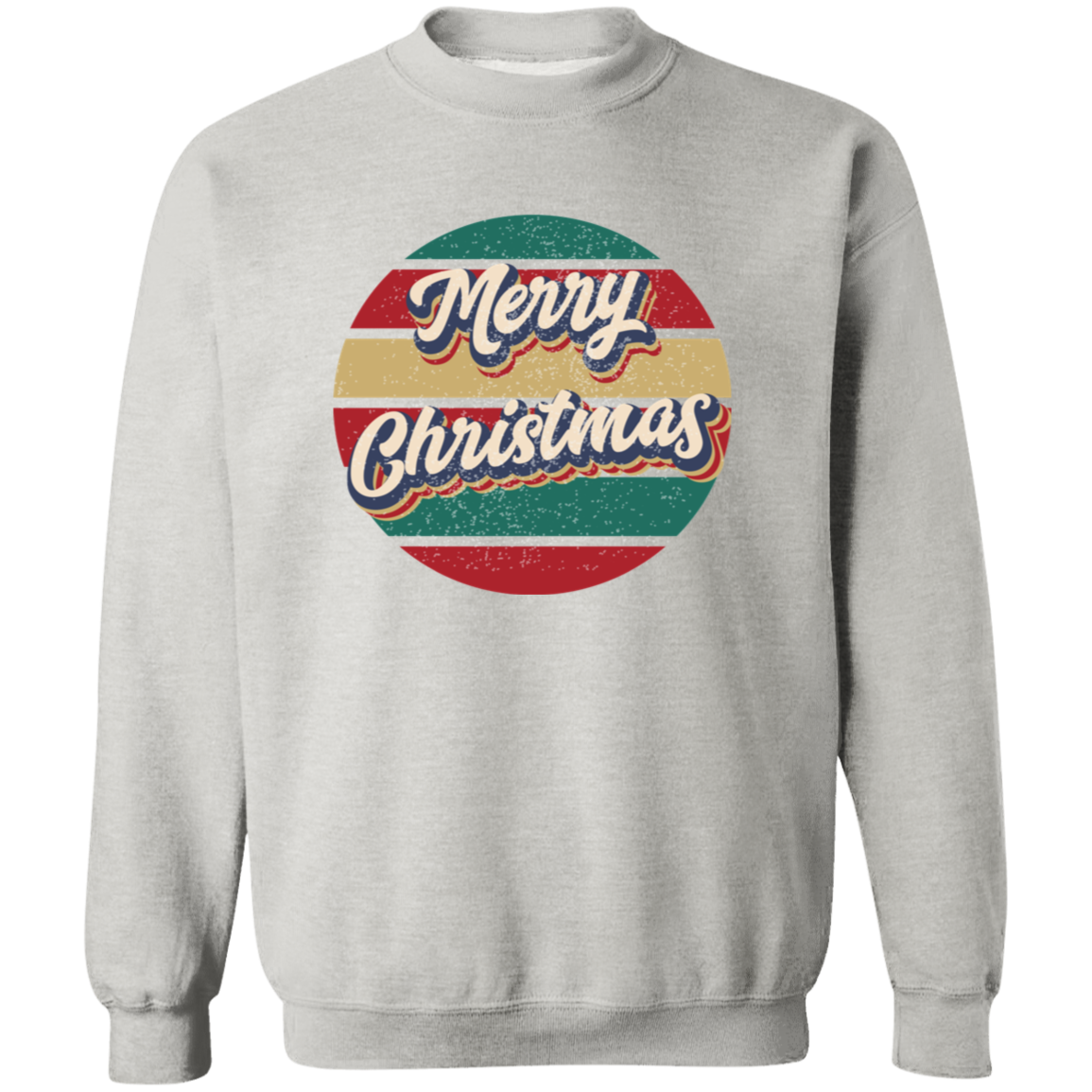 Merry Christmas Retro Circle G180 Crewneck Pullover Sweatshirt