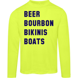 ***2 SIDED***  HRCL FL - Navy Beer Bourbon Bikinis Boats - 2 Sided - UV 40+ Protection TT11L Team 365 Mens Zone Long Sleeve Tee