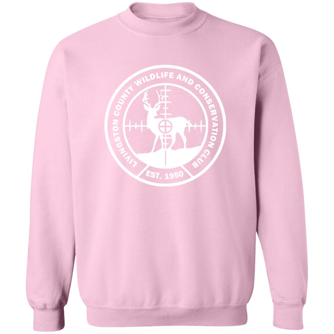 LCWCC Deer Target - White G180 Crewneck Pullover Sweatshirt