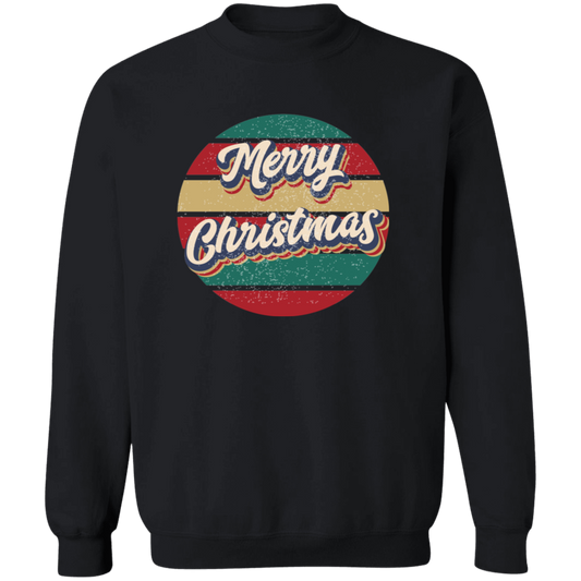 Merry Christmas Retro Circle G180 Crewneck Pullover Sweatshirt