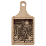 Christmas Tree Personalized Engraved Wooden Cutting Board Paddle w Handle