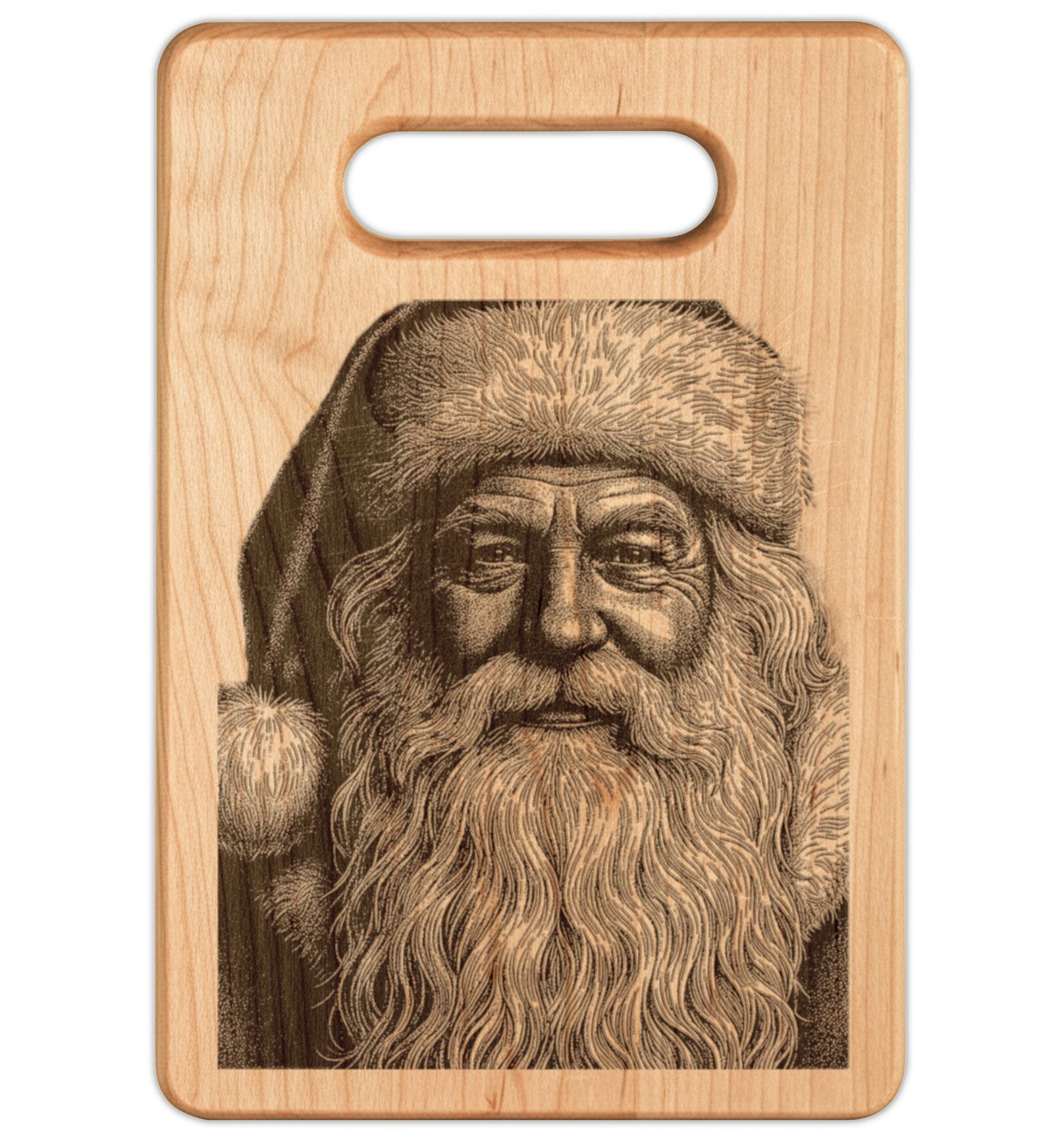 Santa Portrait Engraved Wooden Cutting Board Rectangle Handle Engraved Wooden Cutting Board Rectangle Handle