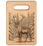 Reindeer in Snow Engraved Wooden Cutting Board Rectangle Handle