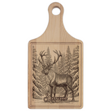 Reindeer in Snow Personalized Engraved Wooden Cutting Board Paddle w Handle