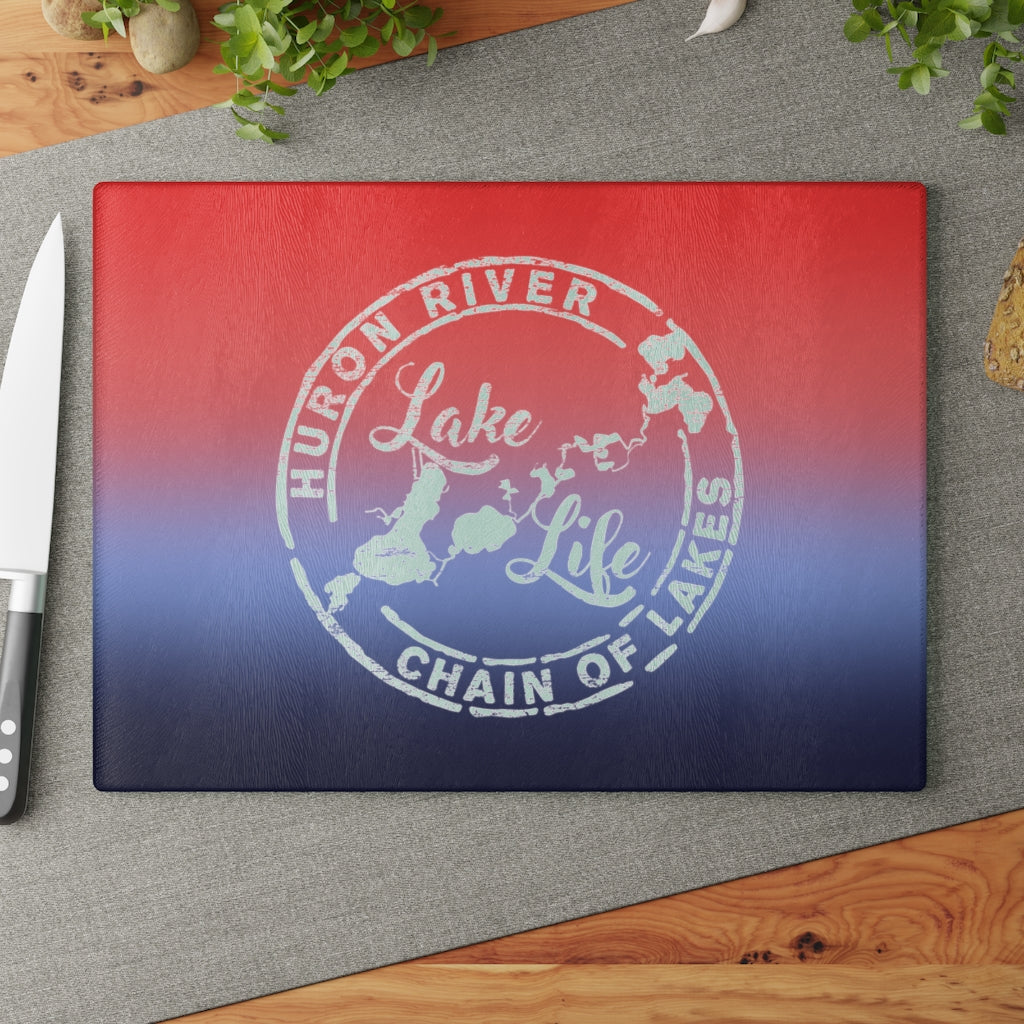 Glass Cutting Board - HRCL Lake Life Logo