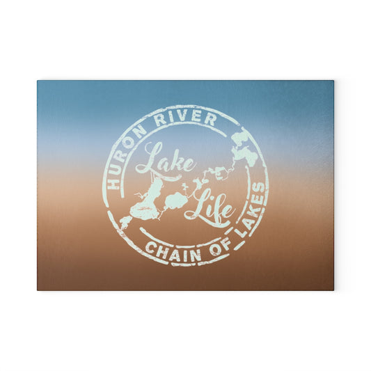 Glass Cutting Board - HRCL Lake Life Logo