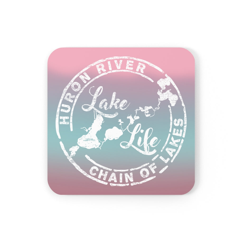 Cork Back Square Coasters - HRCL Lake Life Logo