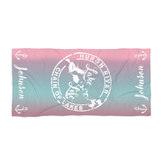Personalized Beach Towel - Name & Anchors - HRCL LL