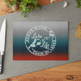 Glass Cutting Board - HRCL Lake Life Logo