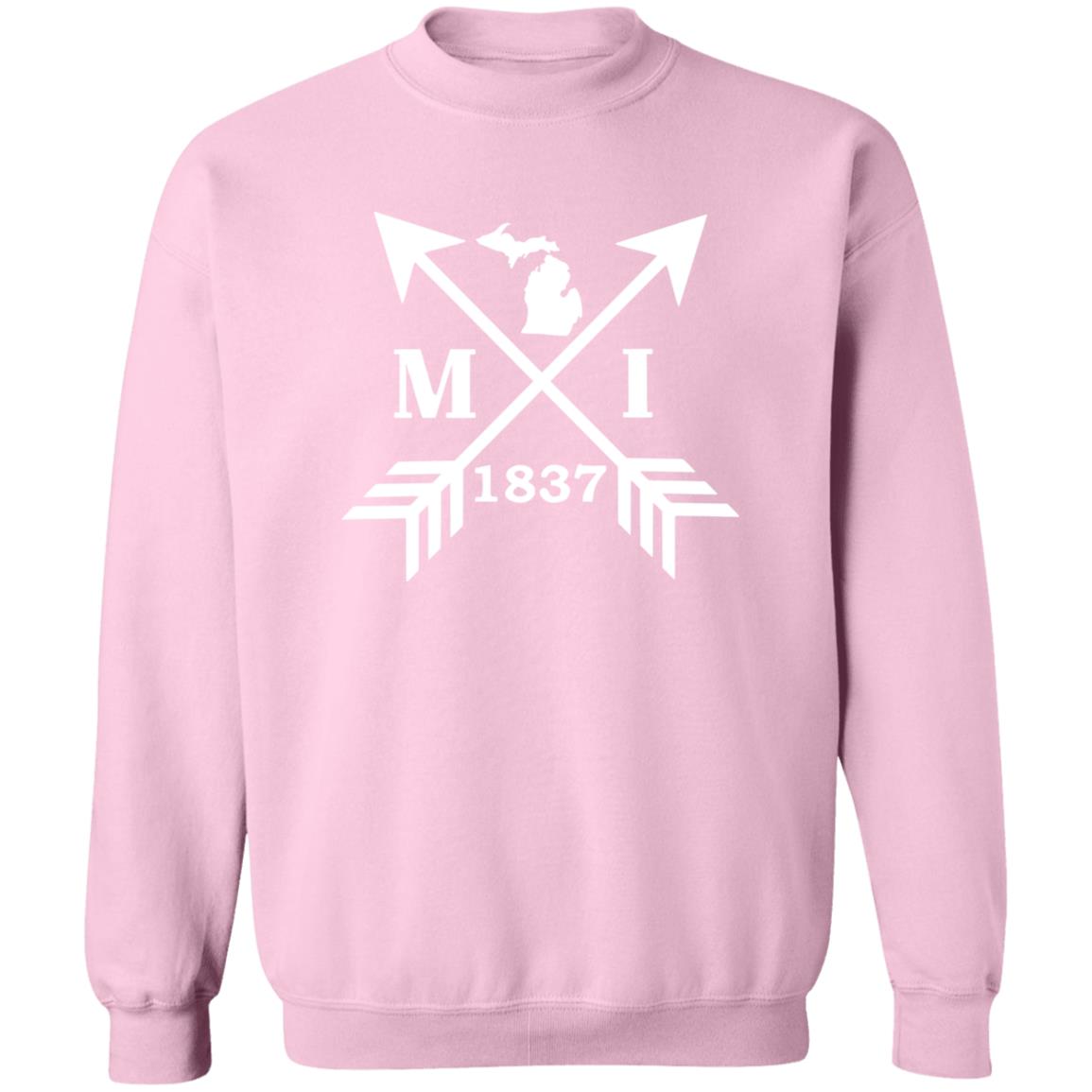 MI Arrows - White G180 Crewneck Pullover Sweatshirt