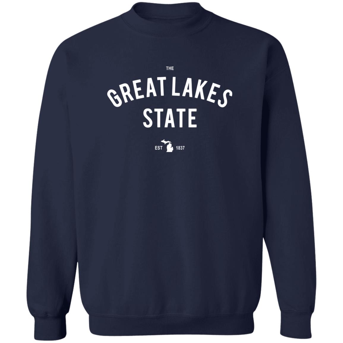 The Great Lakes State - White G180 Crewneck Pullover Sweatshirt