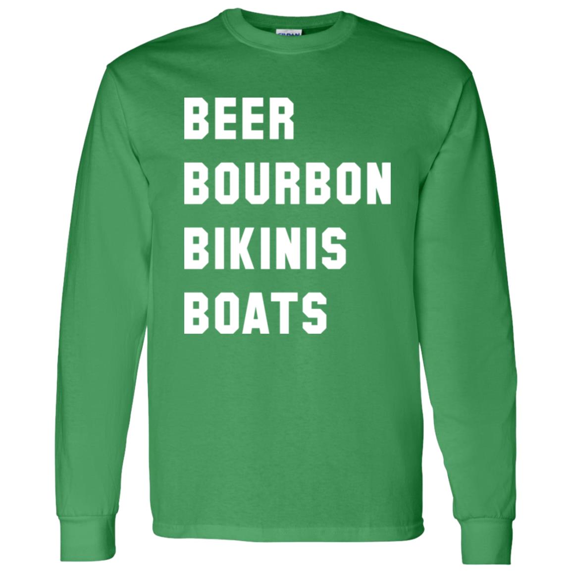 HRCL FL - Beer Bourbon Bikinis Boats - 2 Sided G540 LS T-Shirt 5.3 oz.