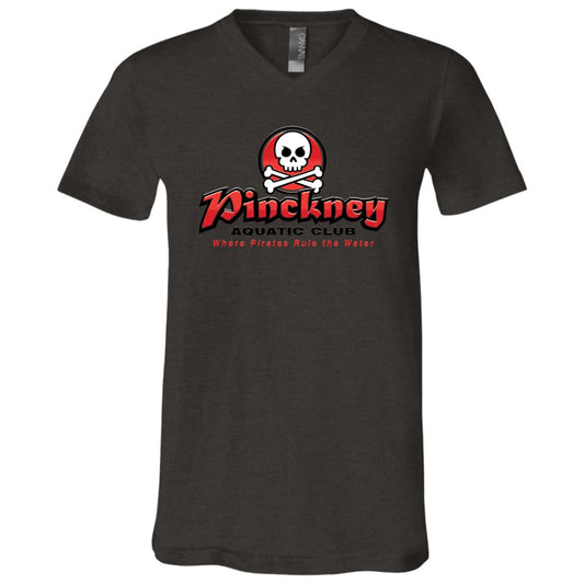 Pinckney Aquatic Club - B, W & R, 3005 Unisex Jersey SS V-Neck T-Shirt